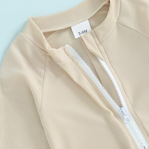 woshilaocai Baby Boy One Piece Swimsuit Rash Guard Short Sleeve Zipper Bathing Suit Beach Swimwear Sunsuit4