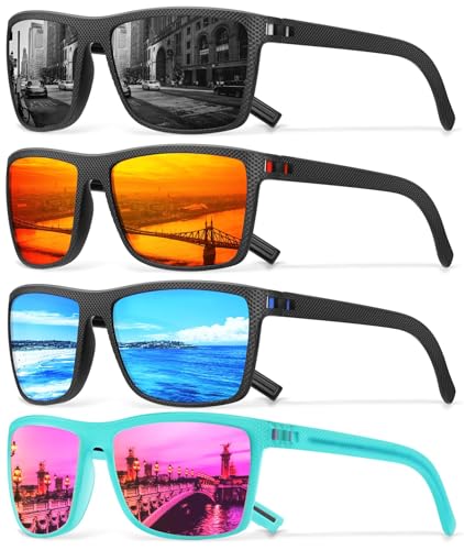 Image of Square Polarized Sunglasses for Men Vintage Style Driving Travel Sun Glasses Lightweight Frame UV Protection Eyewear