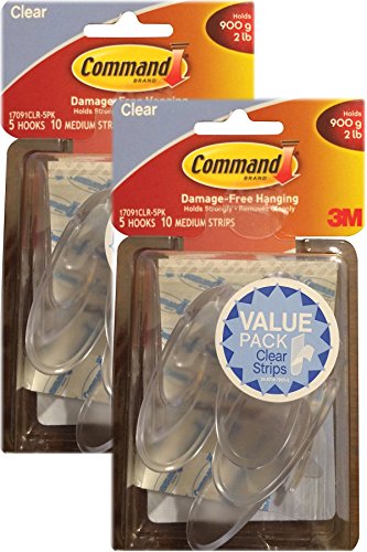 Command Medium Hooks, Clear, 10-Hook