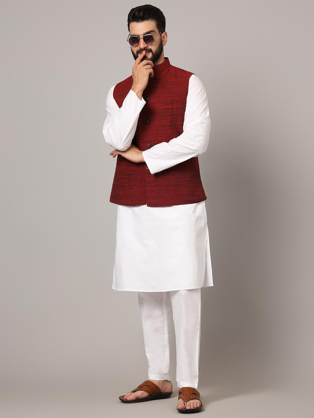 LATEST CHIKAN Men's Nehru Jacket/Waistcoat Sophisticated Ethnic Wear - SADRI-DK-M-44 - Image 2 thumbnail
