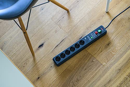 Brennenstuhl Secure-Tec Steckdosenleiste 6-fach mit Überspannungsschutz und akustischem Warnsignal (Mehrfachsteckdose mit 3m Kabel und Schalter) anthrazit – Bild 3