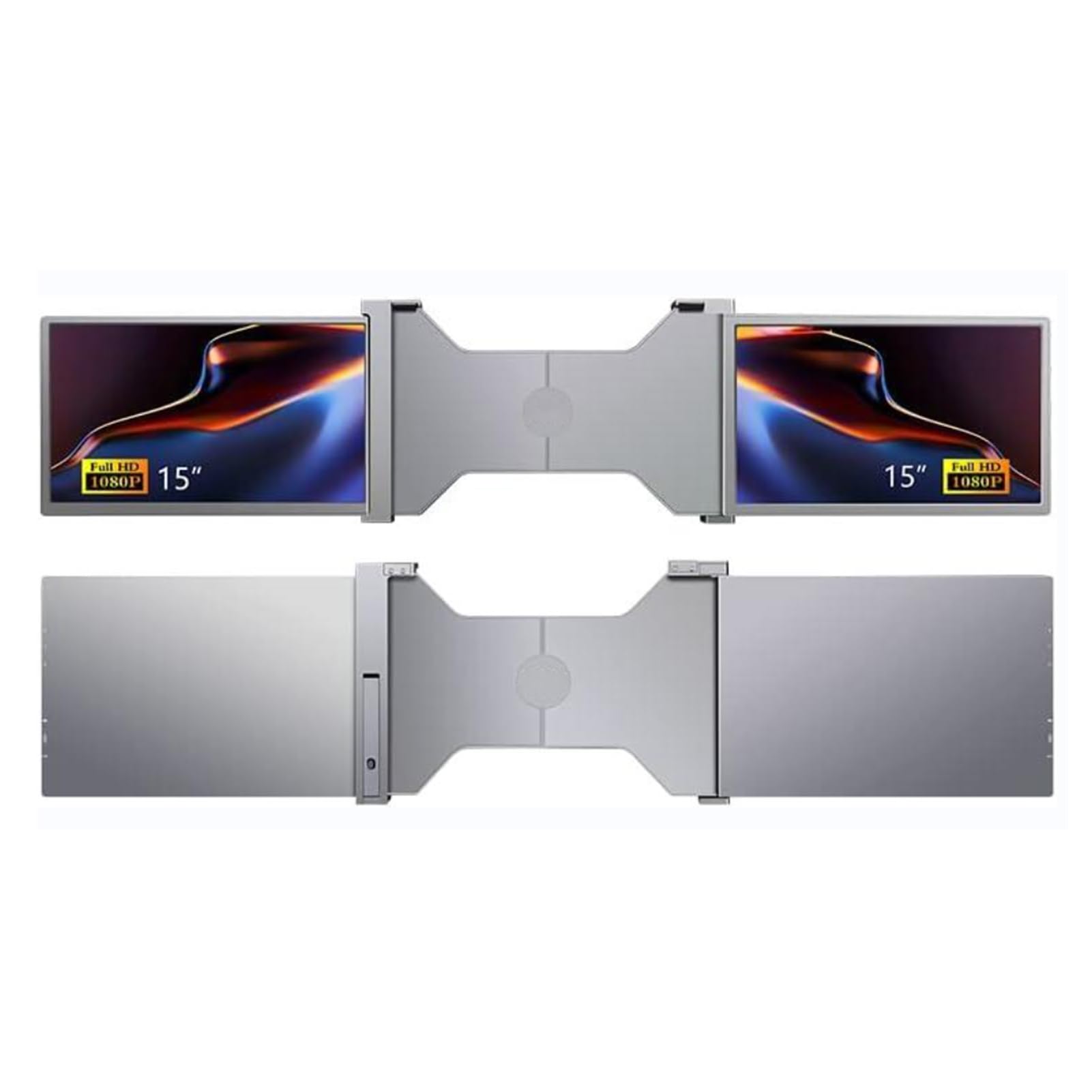 Monitor Portatile a Triplo Schermo Schermo di Espansione per Laptop da 15 Pollici Risoluzione Staffa Regolabile Girevole Pieghevole Programmatori Multitasking Stock (01)