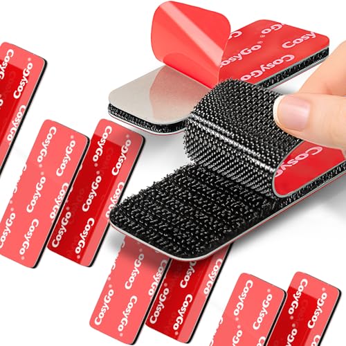 Cosygo 8 Sets Black Heavy Duty Hook and Loop Strips with Super...
