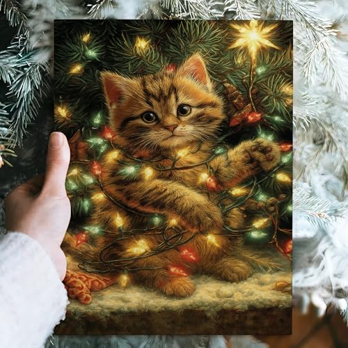 Chat festif sur toile de 40,6 x 50,8 cm pour décoration animale de salon - 2