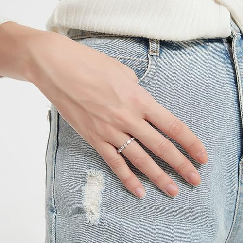 IMALOVE Moissanite Wedding Band, Wedding Rings for Women, 0.3 ct D Color VVS1 Lab Created Diamond Sterling Silver Rings Half Eternity Stackable Engagement Ring Anniversary Band(US Code Silver.F-6)3