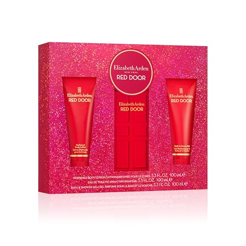 Elizabeth Arden Red Door, Cofanetto Trio Eau de Toilette 100 ml, Gel Doccia, Crema Profumata Corpo, Regalo per donna, Profumo floreale, Glamour ed Elegante