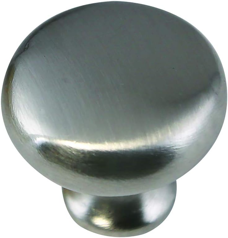 Brushed Nickel Round Mushroom Cabinet Knob with Hardware