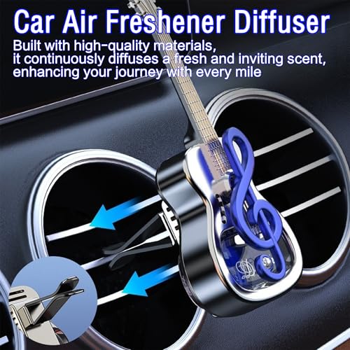 Image of Guitar Car Air Freshener Diffuser Vent Clip Perfume Mini Portable Diffuser Automobile Dashboard Decoration Automobile Air Conditioner Decoration(no perfume)(blue, medium,Without perfume)