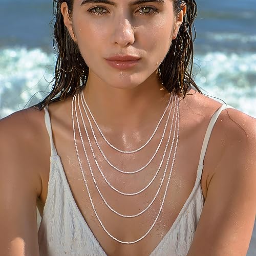 Gacimy 925 Sterling Silver Rope Chain for Women Men, 1.2mm 1.5mm 1.8mm Width 16 18 20 22 24 Inches Length3