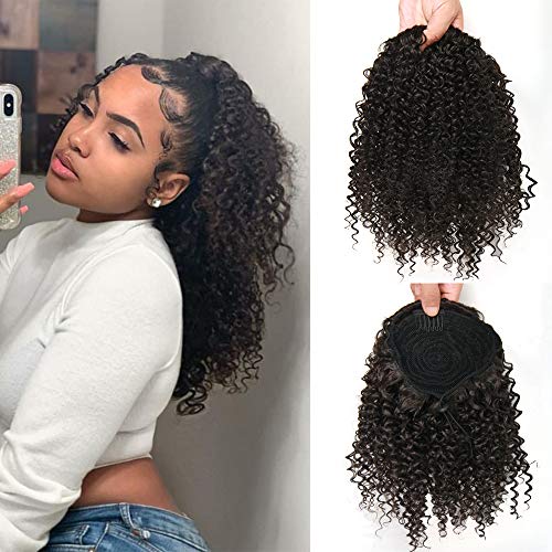 ROSESSEA Afro Ponytail Extension - American Curly Short Hair in Afro Ponytail - American (12 inch, 2#)
