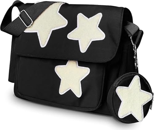 Linda bolsa carteiro com porta-moedas de estrela fofa e chaveiro y2k, bolsa de ombro Y2K Star Grunge