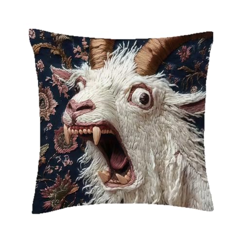 Funda de almohada de cabra gritando, funda de cojín de 45 x 45 cm, funda de cojín con textura suave, funda de cojín de felpa suave, funda de almohada con diseño divertido, fundas de almohada para
