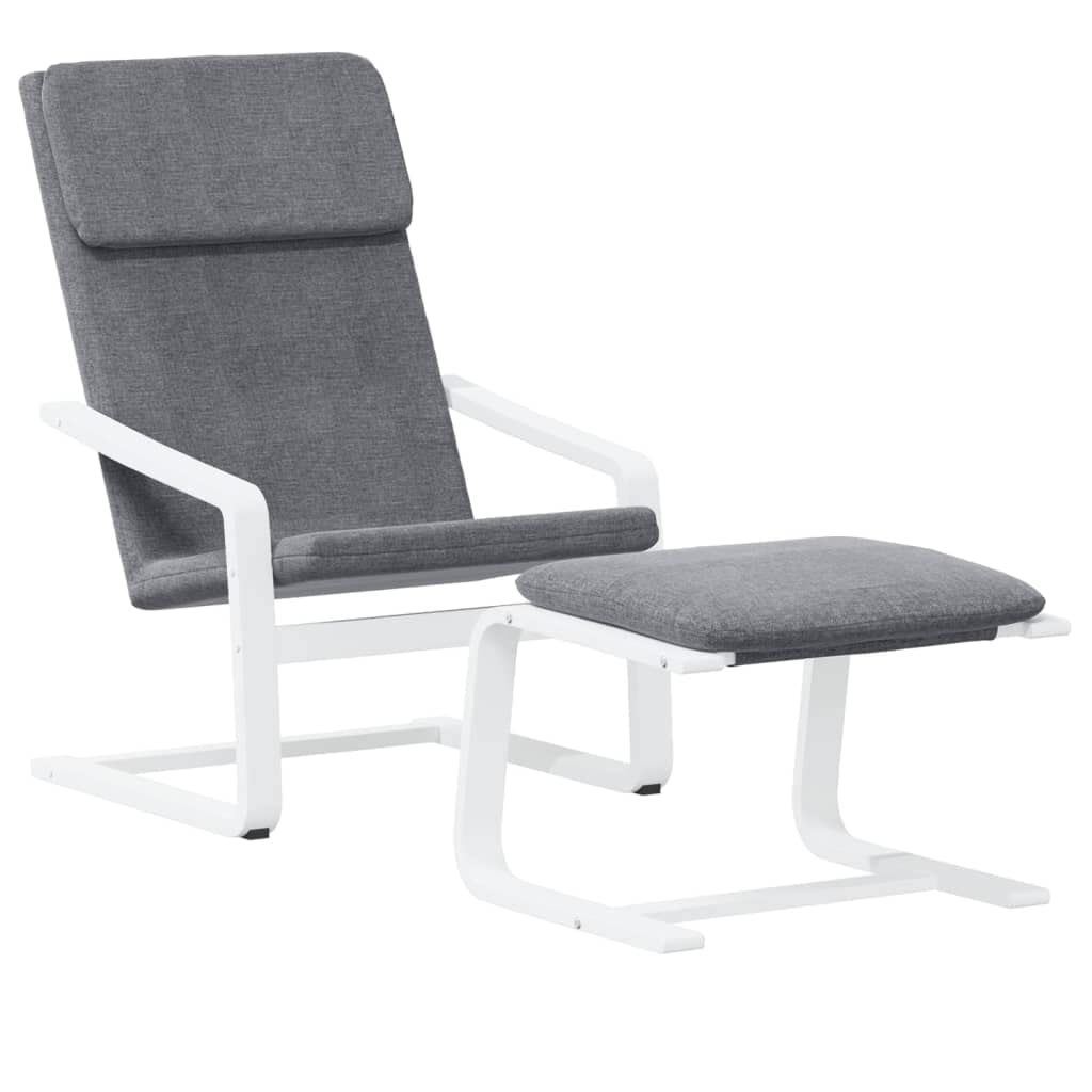 Poltrona relax con poggiapiedi grigio scuro, tessuto imbottito, struttura in legno di betulla massiccio, con rivestimento sfoderabile, 59 x 82 x 98 cm, per soggiorno e camera da letto