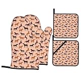 Horse Silhouettes Oven Mitts and Pot Holders Sets of 4,Kitchen Potholder Gloves Heat Resistant Non-S
