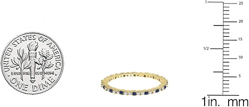 Miniatura 2 de Dazzlingrock Collection Anillo de boda redondo de zafiro azul y diamante blanco para mujer en oro macizo