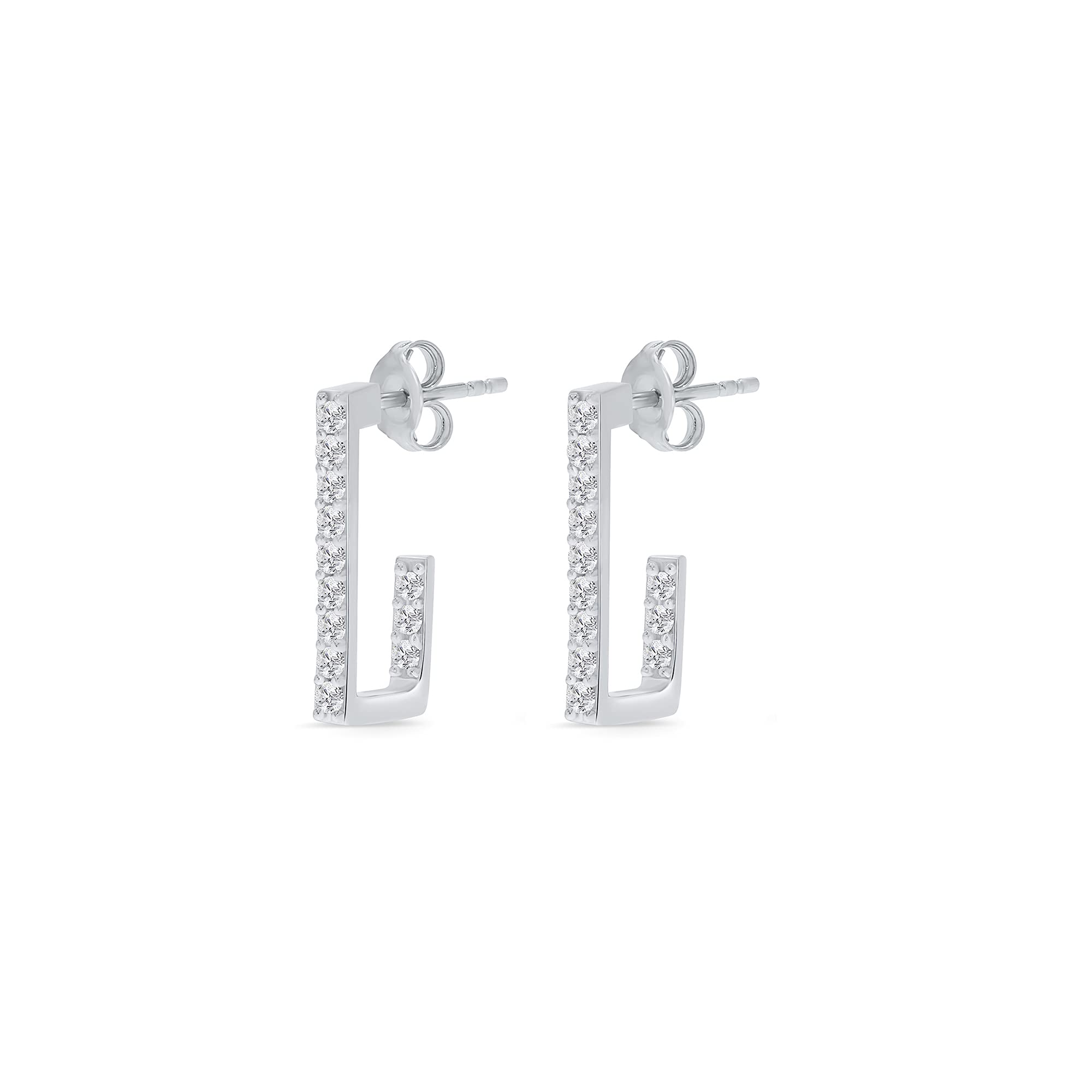 Elmas 1/3CT Round White Diamond Sterling Silver Inside Out Stud Earrings for Women