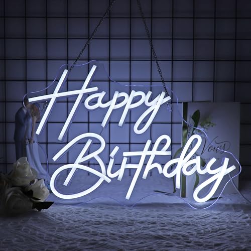 Image of Happy Birthday Neon Sign Dimmable Led Neon Lights Happy Birthday Party Neon Signs for Wall Decor USB Powered Led Neon Signs for Room Decoration