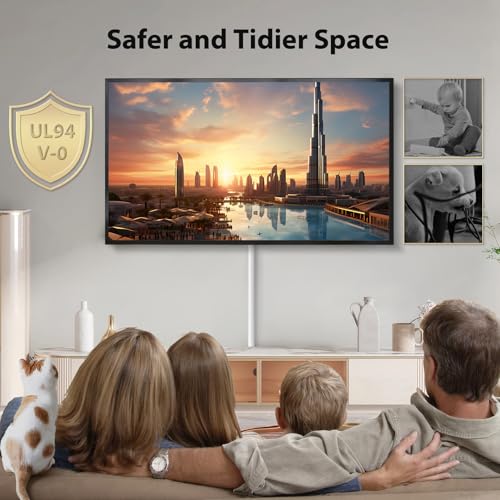Image of ZhiYo 39in Cord Hider for 2-3 Wall-Mounted TV Wires, 1.2 inchW x 0.55 inchH, White | Split-Hinge Design for Easy Installation, Half-Round Glazed Finish Ideal for Wall /Baseboard, Self-Adhesive, 3 Pack (13 inch Each)