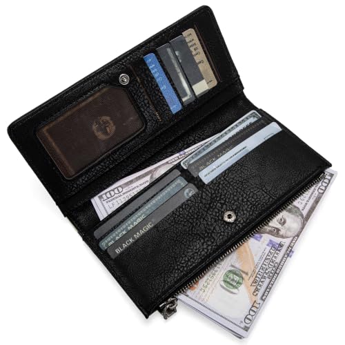 Image of Montana West Wrangler Cow Print Bifold Wallet Women's Wallets, Card Cases & Money Organizers Women Credit Card Wallet for Ladies Female Cash Wallett Black Wallets with Smooth Zipper