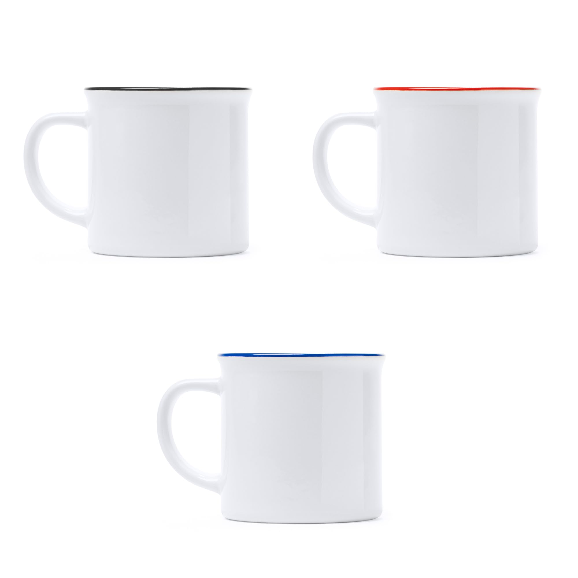 Genérico 36 Tazas de cerámica con diseño retro para sublimar, capacidad 300 ml. Presentación en caja blanca.