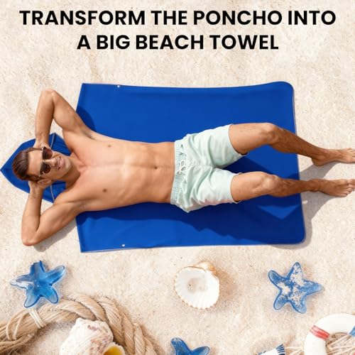 Zorplex Poncho de Surf, Ligero, Compacto y de Secado rápido, Toalla para Natación y Deportes Acuáticos, Albornoz para Cambiarse, Toalla de Poncho Playa, Ponchos de Microfibra para Hombres (Grande) - imagen 6