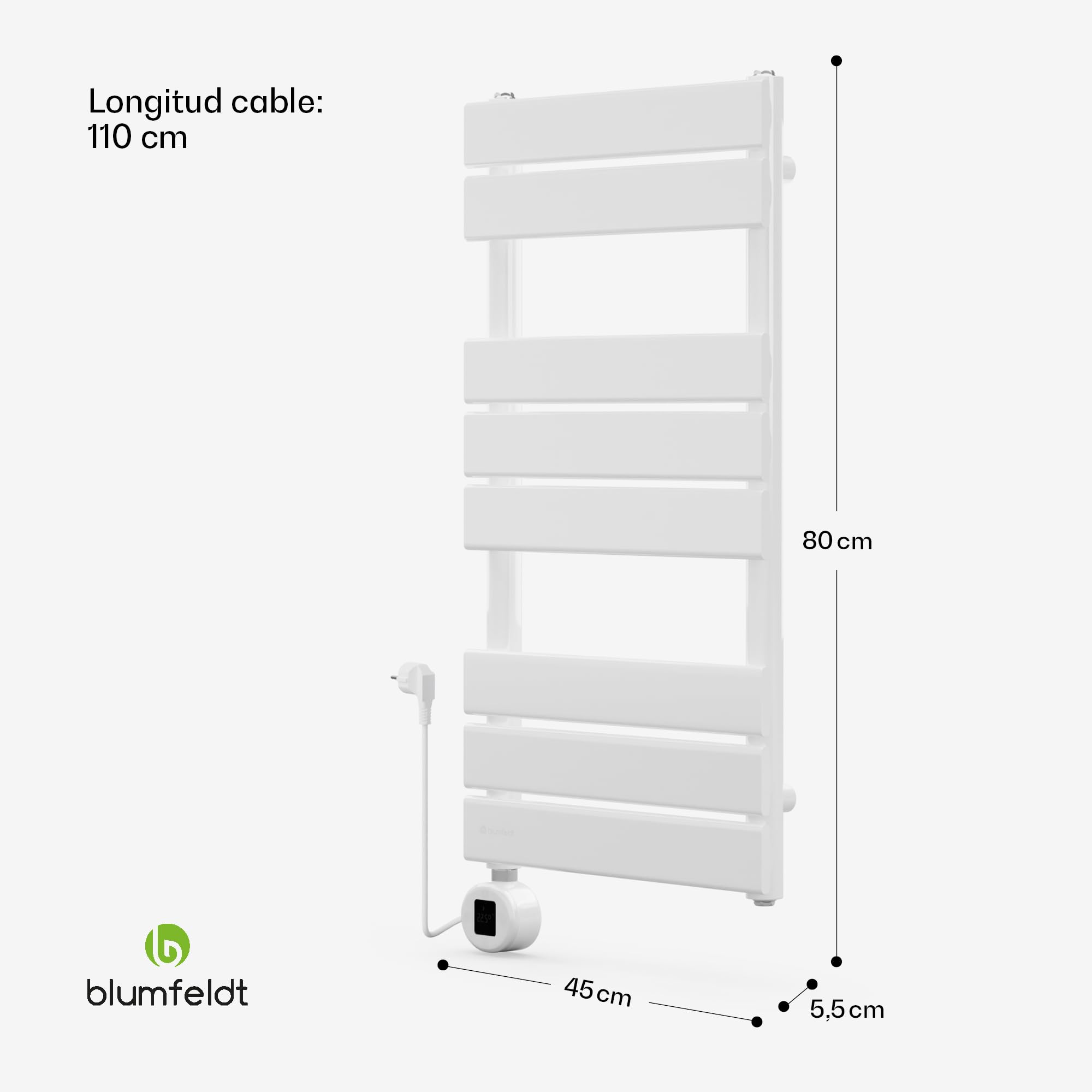blumfeldt Radiador Electrico Bajo Consumo, Estufa Pared para Baño 600W, Radiadores Bajo Consumo Electricos para Pared, Posición, Estufas Verticales Electricas, Calefacción Eléctrica