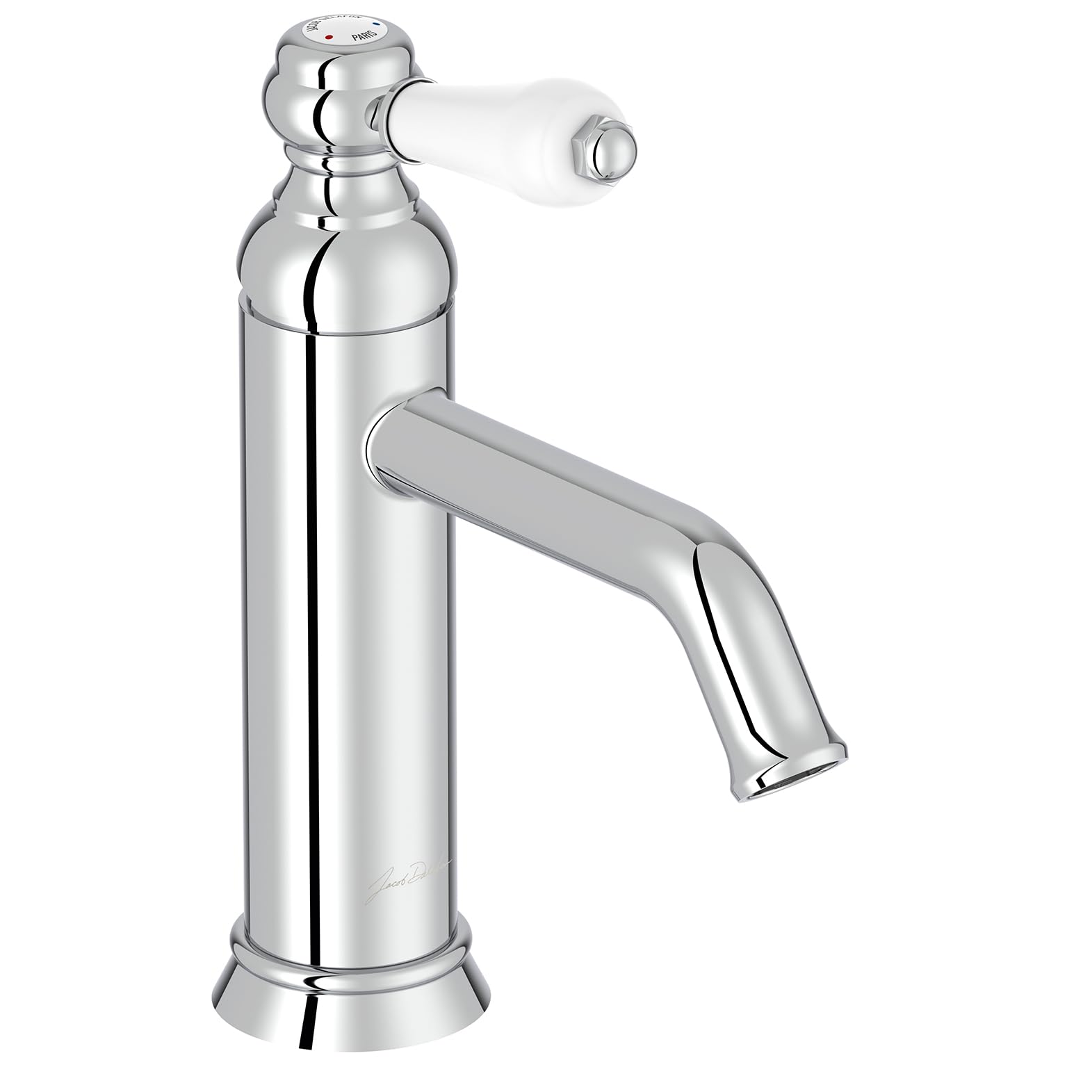 JACOB DELAFON Grifo monomando para lavabo estilo retro Maneta cerámica Ahorro de agua Fácil y rápida instalación Latón Cromado LOUISE E24360-CP
