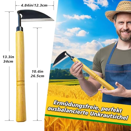 Nhcuijun Dreieckige Gartenhacke, Japanisches Gartenwerkzeug, Ideales Gartenzubehör zum Entfernen von Unkraut und Moos, Länge: 35 cm