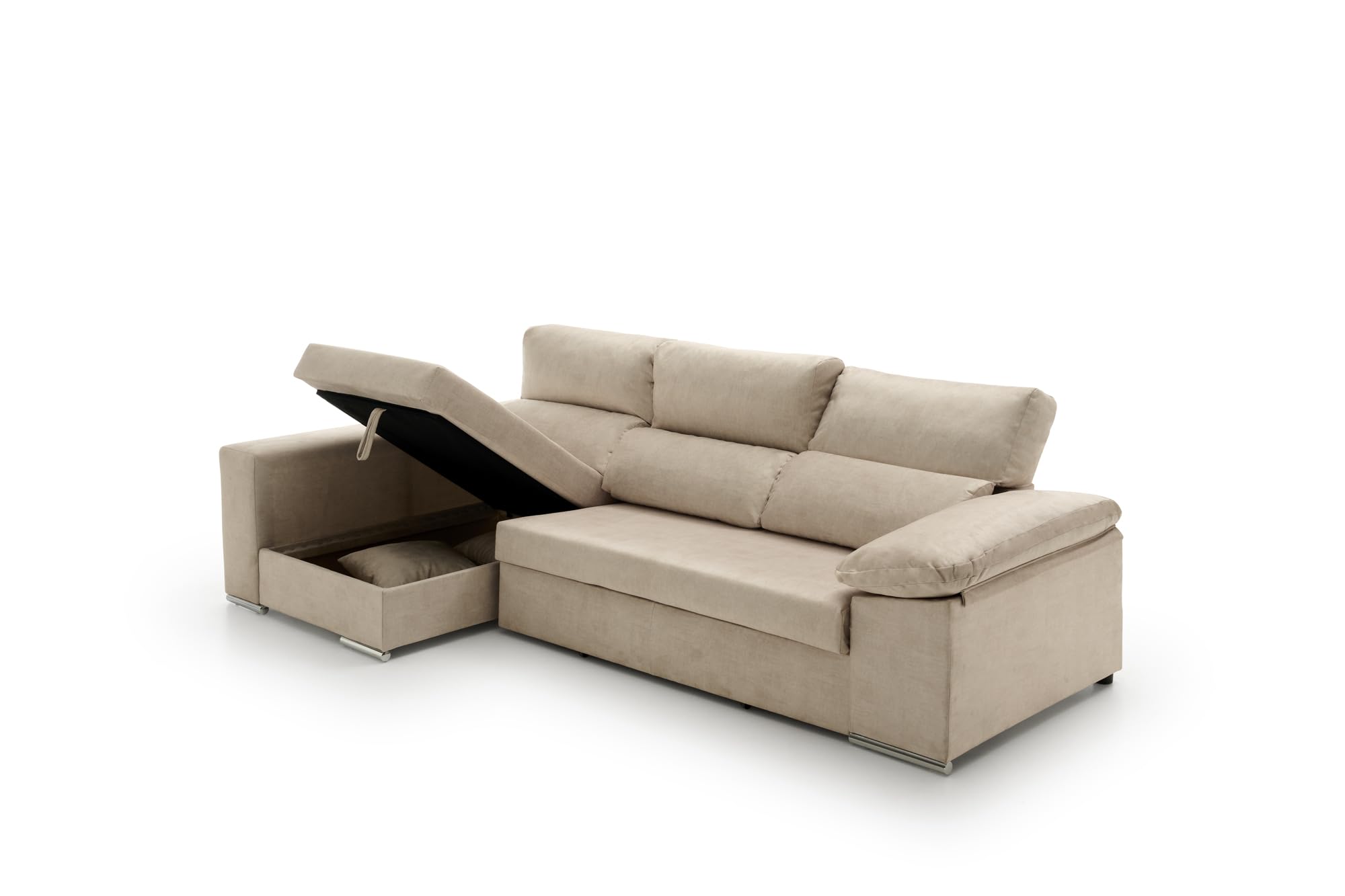 Sofa Chaise Longue Cama con Arcón Giulia Beige Izquierda
