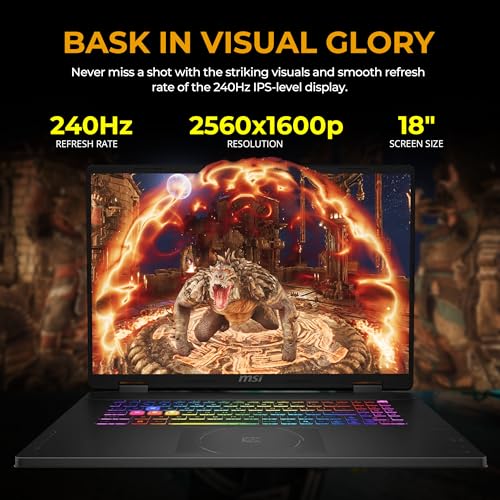 Image of msi Crosshair 18 HX AI 18 inch 240Hz Gaming Laptop, Intel Ultra 9 275HX, NVIDIA RTX 5070 8GB GDDR7, 64GB DDR5 RAM, 3TB Storage (2TB SSD&1TB Docking Station), RGB Backlit Keyboard, Win 11 Pro, Black