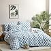 honey qiao Blue Checkered Full Comforter Set, 3-Piece Modern Plaid Bedding Set with Pillowcases, Soft Lightweight All Season Comforter, Minimalist Bed Set for Teens Adults Bedroom