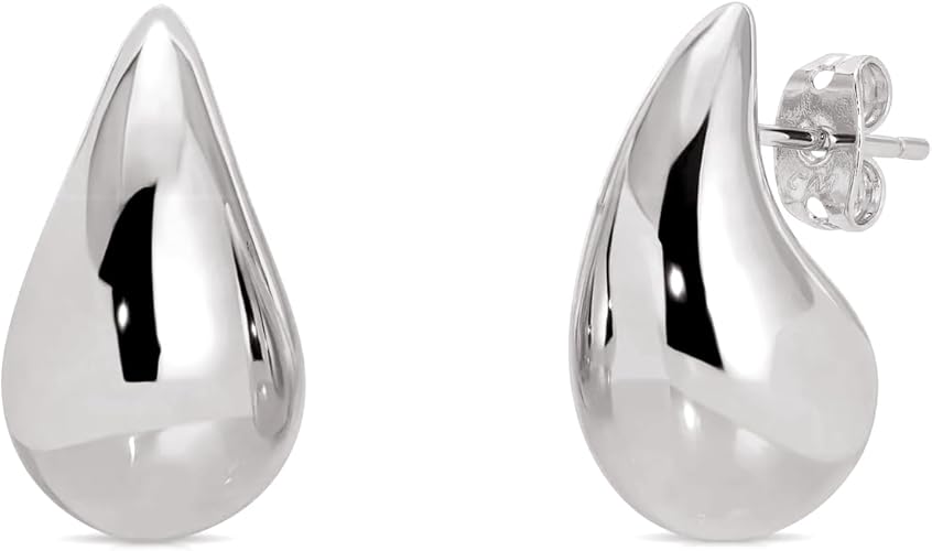 Small Teardrop Gold Chunky Earrings for Women,Thick Gold Plated Hoop Hypoallergenic Water Drop Earring Dupes for Women 18MM