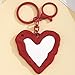 ChungLong0593 Heart Shape Portable Mirror Keychain, Cute Silicone Bag Charm Key Ring, Fashion Purse Accessory for Women (Red)