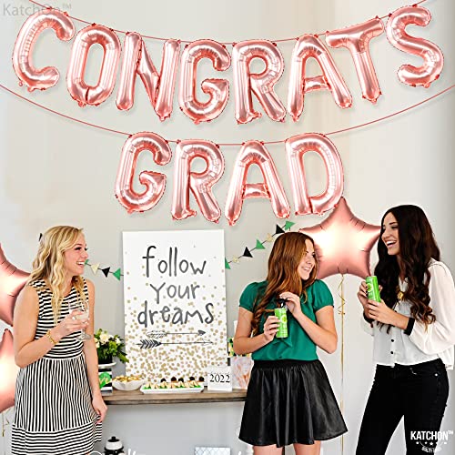 Image of Graduation Decorations 2026 | Rose Gold Congrats Grad Balloons - 16 Inch | Congrats Grad Banner | Graduation Balloon Banner For Congrats Grad Decorations, Congratulations Decorations, KatchOn