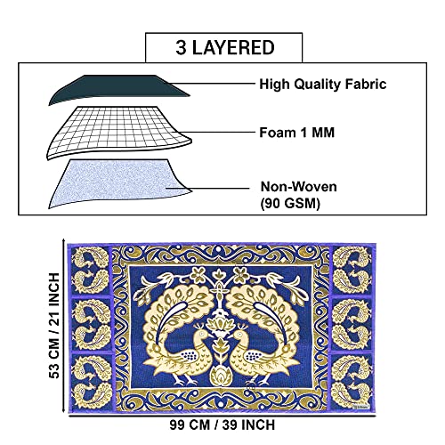 Image of Polyester 3-Layered Fridge Top Cover /Refrigerator Cover With 6 Utility Pockets (Color-Blue, Size-39x21 Inches)