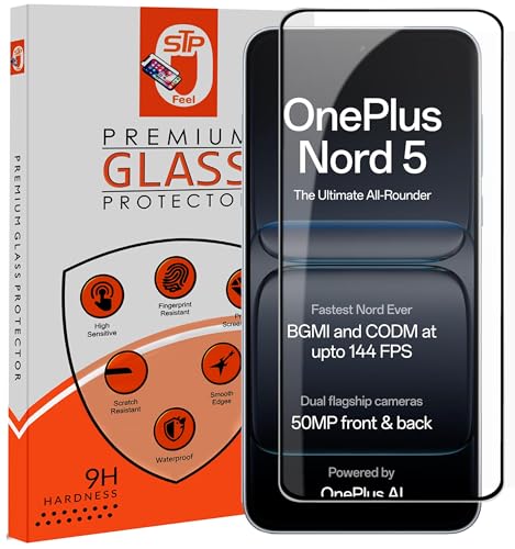 Image of STP FEEL HD+ Premium Tempered Glass Screen Protector Guard Compatible For Oneplus Nord 5 5G (6.83 Inch, Pack of 1) | Edge to Edge Coverage With Easy to installation kit