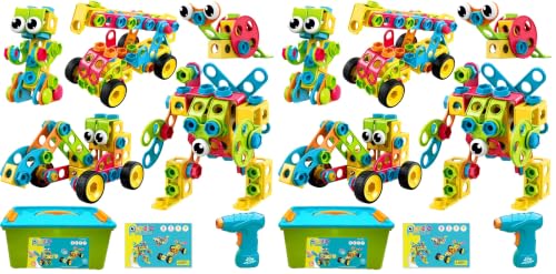 Image of NXONE 195 PCS Educational STEM Toys for Boys and Girls Ages 3 4 5 6 7 8 9 10 Construction Building Blocks Toy Building Sets Kids Toys Creative Activities Games with Storage Box (Pack of 2)