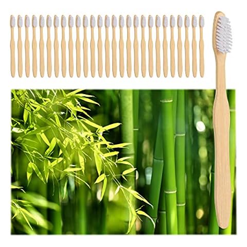 Relaxdays Bambus Zahnbürsten, 24er Set, Borsten mittel, vegan, nachhaltig Cover