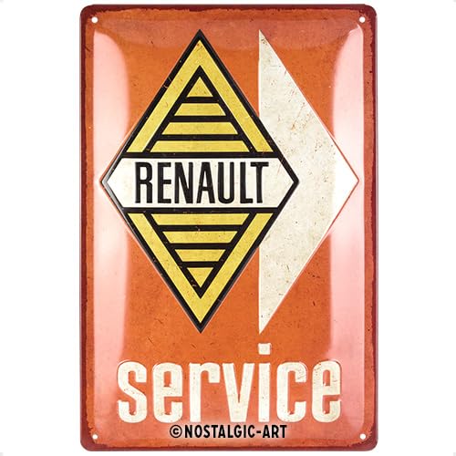 Nostalgic-Art Plaque rétro, 20 x 30 cm, Renault – Service – Idée cadeau pour fans de Renault, Official License Product (OLP), en métal, design vintage