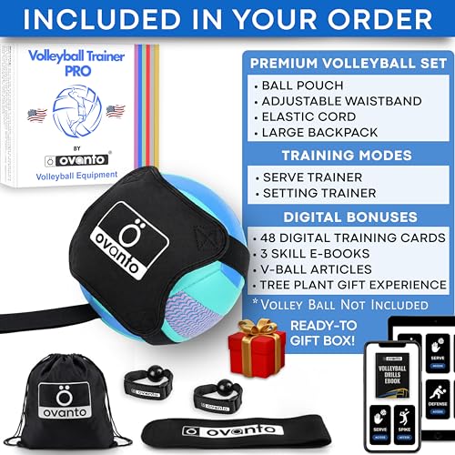 Image of OVANTO Volleyball Training Equipment Aid - Adjustable Practice Volleyball Kit