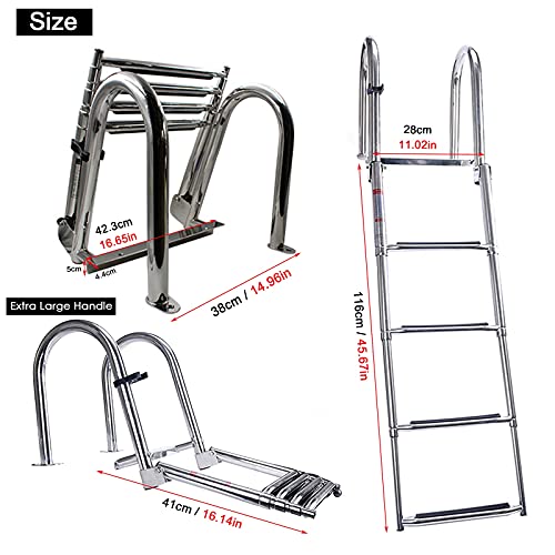 Escalera plegable para piscina y bote 4 pasos acero inoxidable miniatura 3
