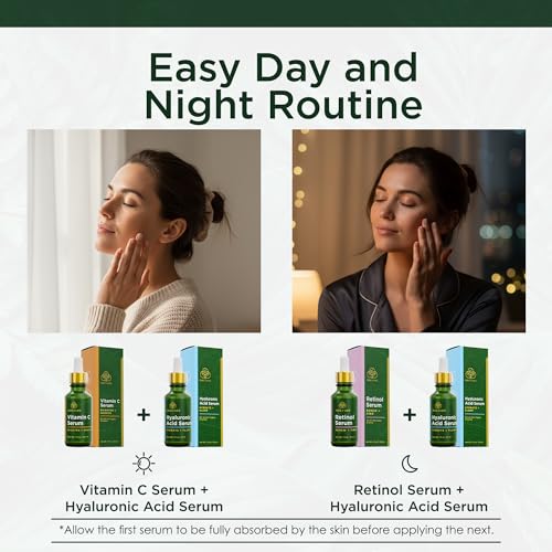 Image of Tree of Life Face Serum Skin Care Set - Vitamin C, Retinol, Hyaluronic Acid & Niacinamide Serum for Face - Hydrating Face Oil Suitable for Sensitive Skin - Dermatologist Tested - 1 Fl Oz (Pack of 4)
