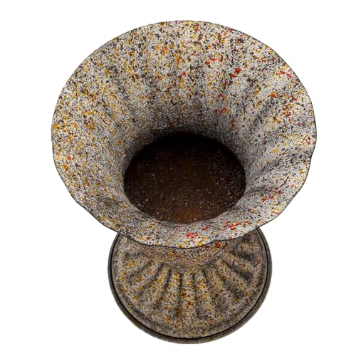 GLOGLOW Urne da Giardino Urna in Ferro Rustico Fioriera Vaso da Fiori Commemorativo 16,5x12,5x10 Cm, Base Stabile Pesata Decorazione per Esterni in Metallo per Cimitero Tomba Giardino Prato Display,