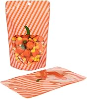 Vista 2 de ClearBags Bolsas de calabaza con cremallera de 5 1/8 x 3 1/8 pulgadas x 8 1/8 pulgadas (25 piezas) Bolsas de regalo de dulces de Halloween