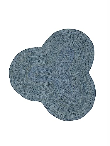 Tapis jute ronde bleu clair 90x90 cm carpetfine tissé main - 2