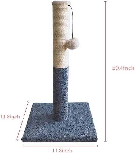 Miniatura 6 de Barelove Torre rascador para gatos, poste rascador alto para gatos, cuerda de sisal natural para gatos de interior, poste rascador de alfombra para