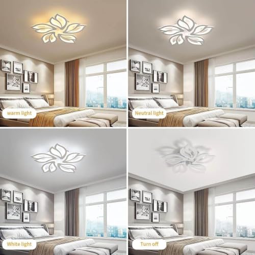 Image of LED Ceiling Light from Acrylic Flush Mount (5 Leaves with Remote)