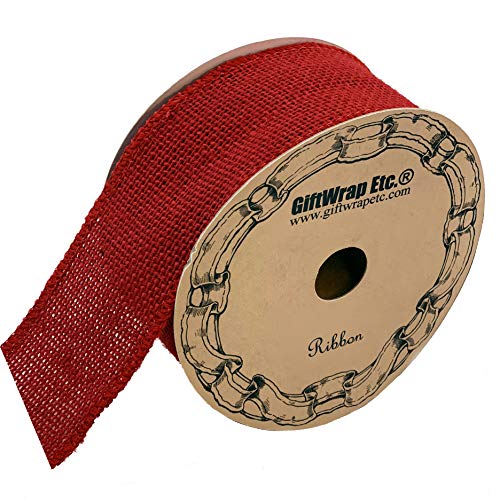 Image of Rustic Red Burlap Wired Ribbon - 2 1 /2 inch x 10 Yards, Valentine's Day, V-Day. Wrapping Bows for Presents, Birthdays, Patriotic, Christmas, Tree Decor, Wreath Decoration