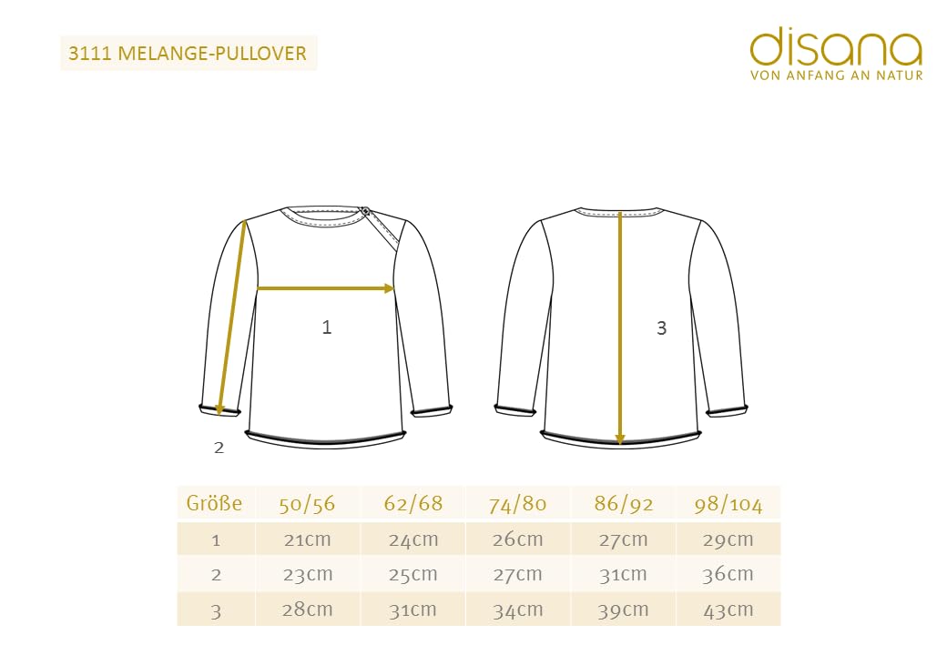 Disana Maglione melange, con chiusura a bottoni sul colletto, 100% lana merino biologica GOTS, IVN Best | Newborn Baby Baby Unisex | Made in Germany