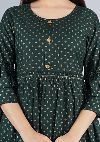 Image of Shiva Fab Short Kurti for Women | Embroidered Straight Rayon Kurta | Round Neck Full Sleeves Short Kurti for Women's